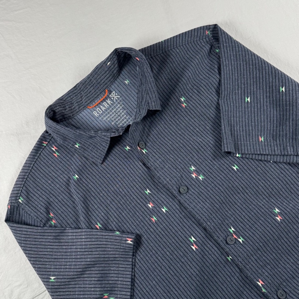 Roark Men's Size M Gray Perforated Quick Dry Stretch Button Down Shirt